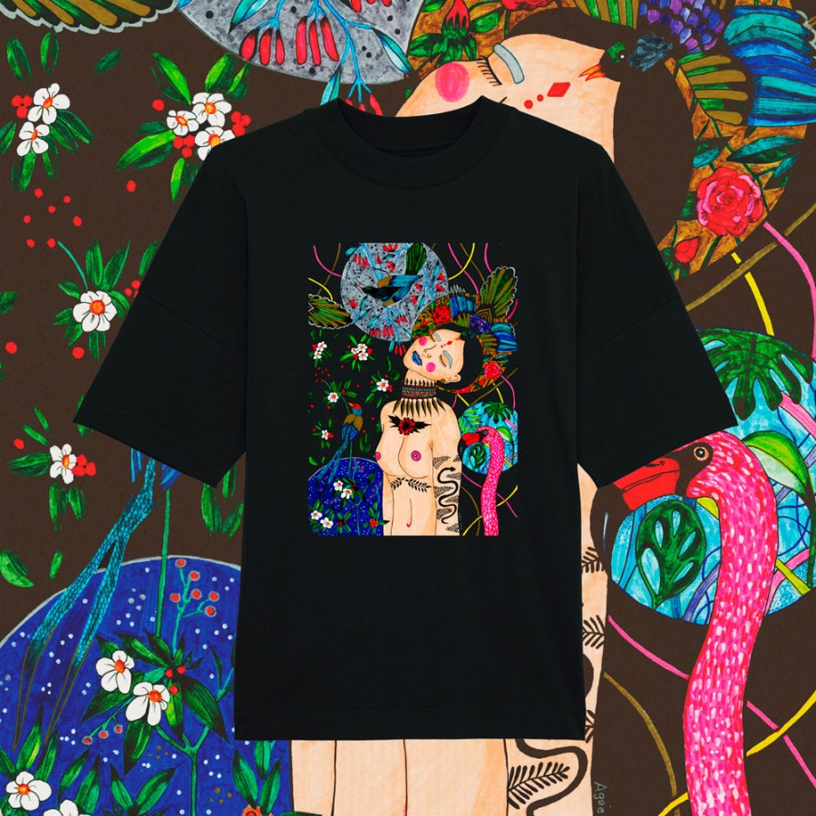Oversized unisex marškinėliai INNER WORLD (juodi)