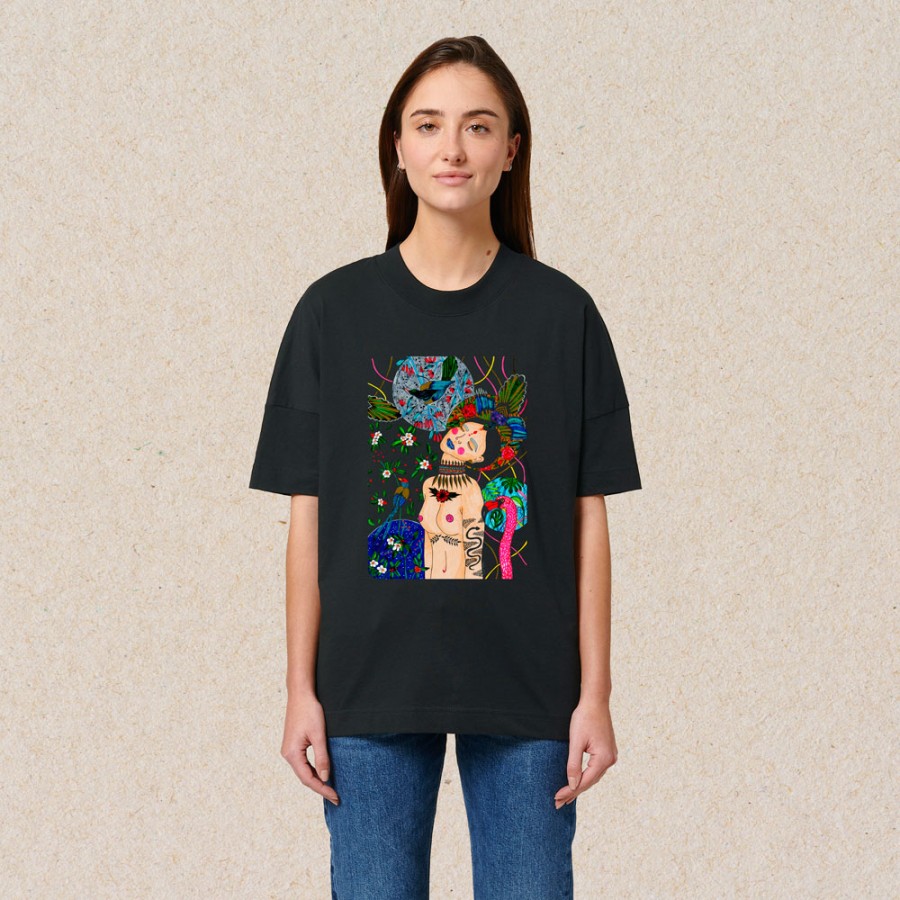 Oversized unisex marškinėliai INNER WORLD (juodi)